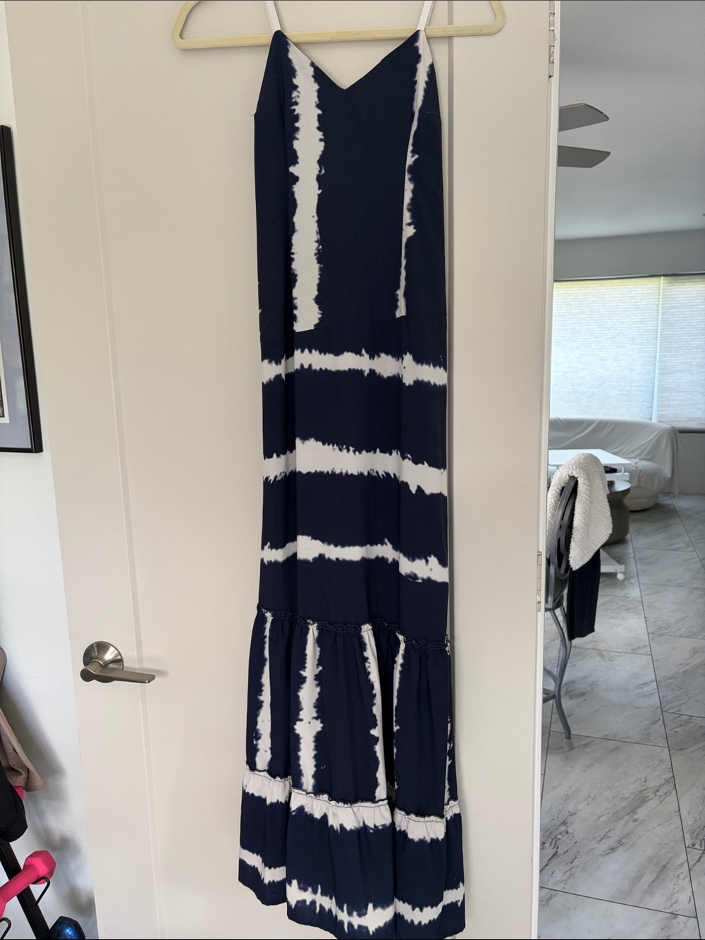 CBR Navy and White Tie-Dye Maxi Dress M/L